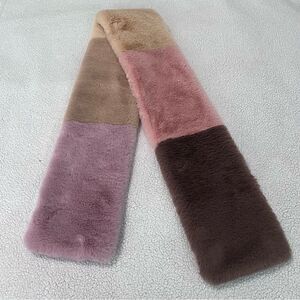 Jocelyn Faux Fur Wide Colorblock Scarf NWT
